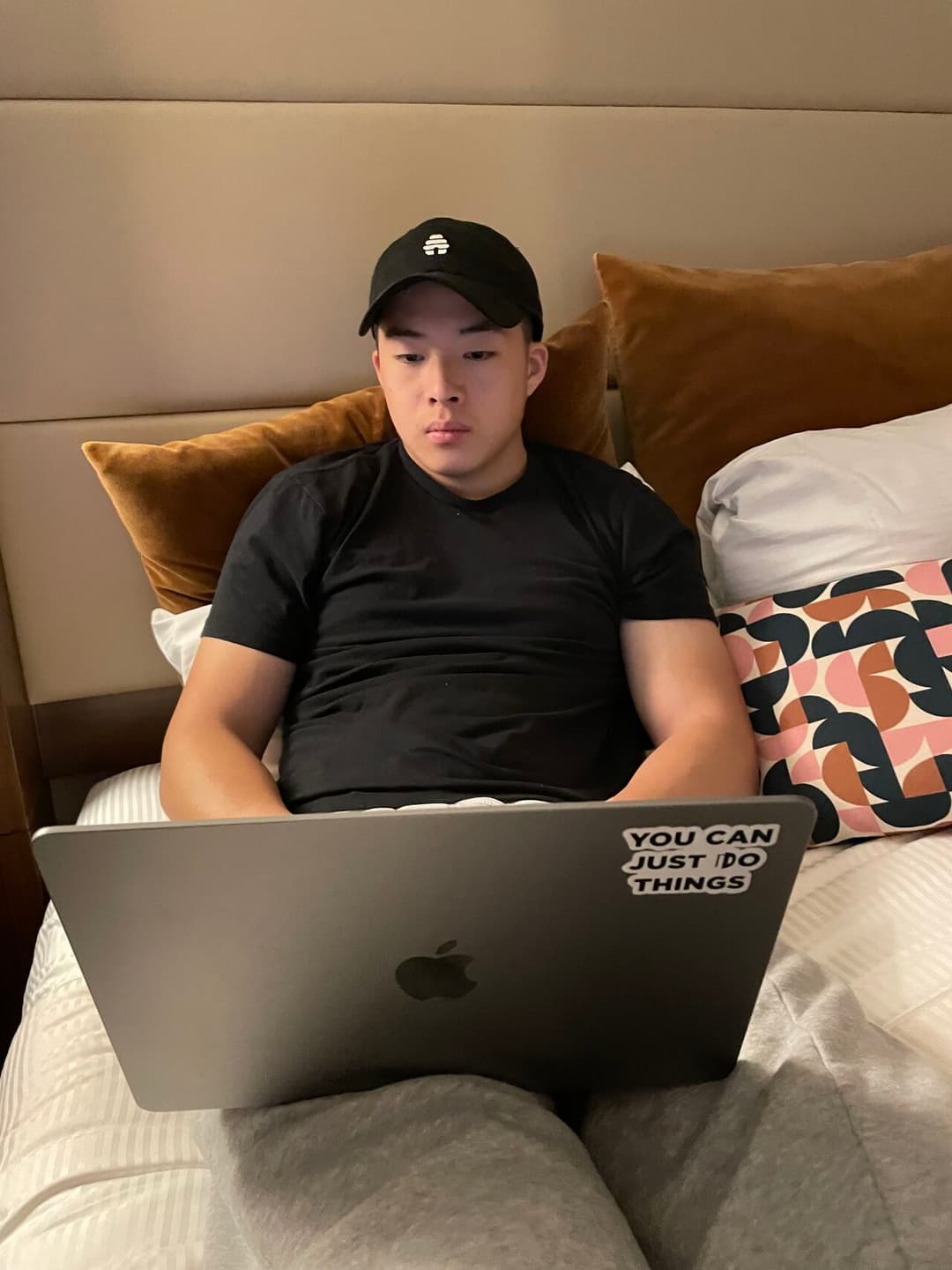 Jay working late on his laptop